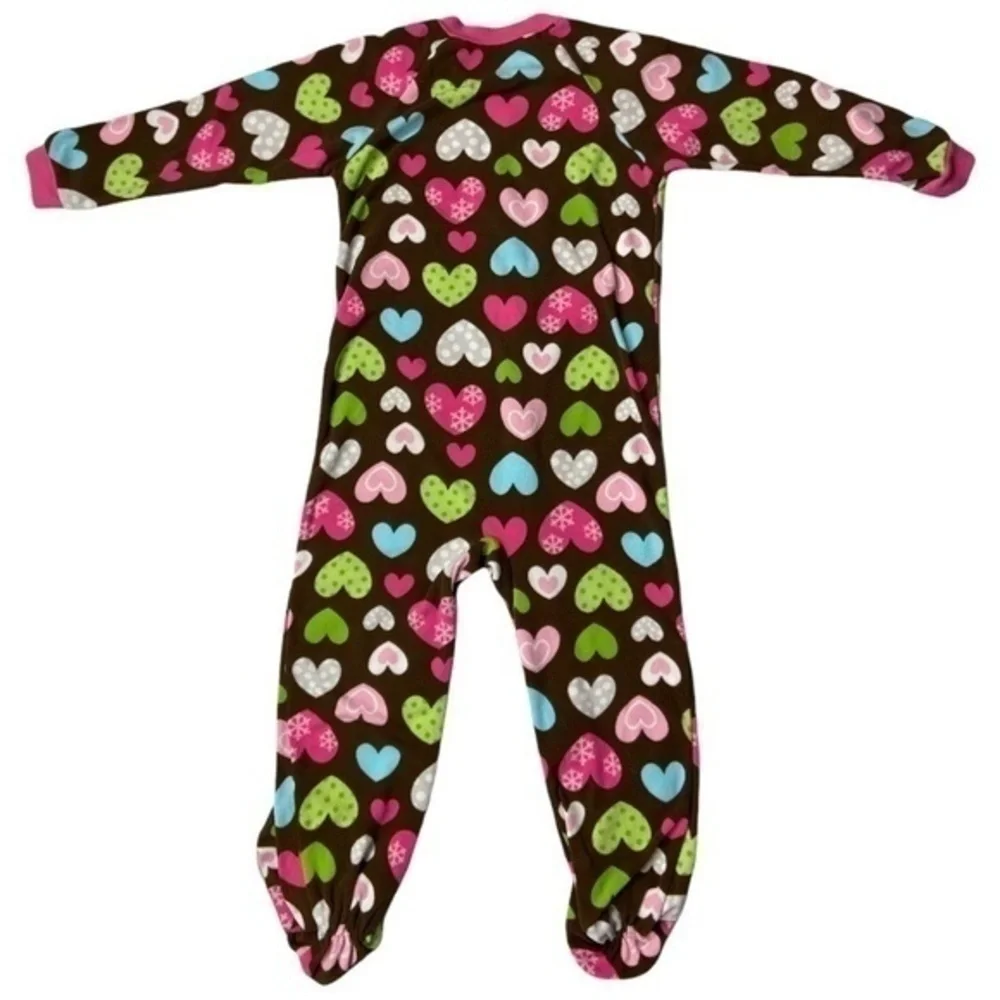 Child of Mine Pajamas Toddler Girls Size 5T Heart Print Fleece Footie PJs